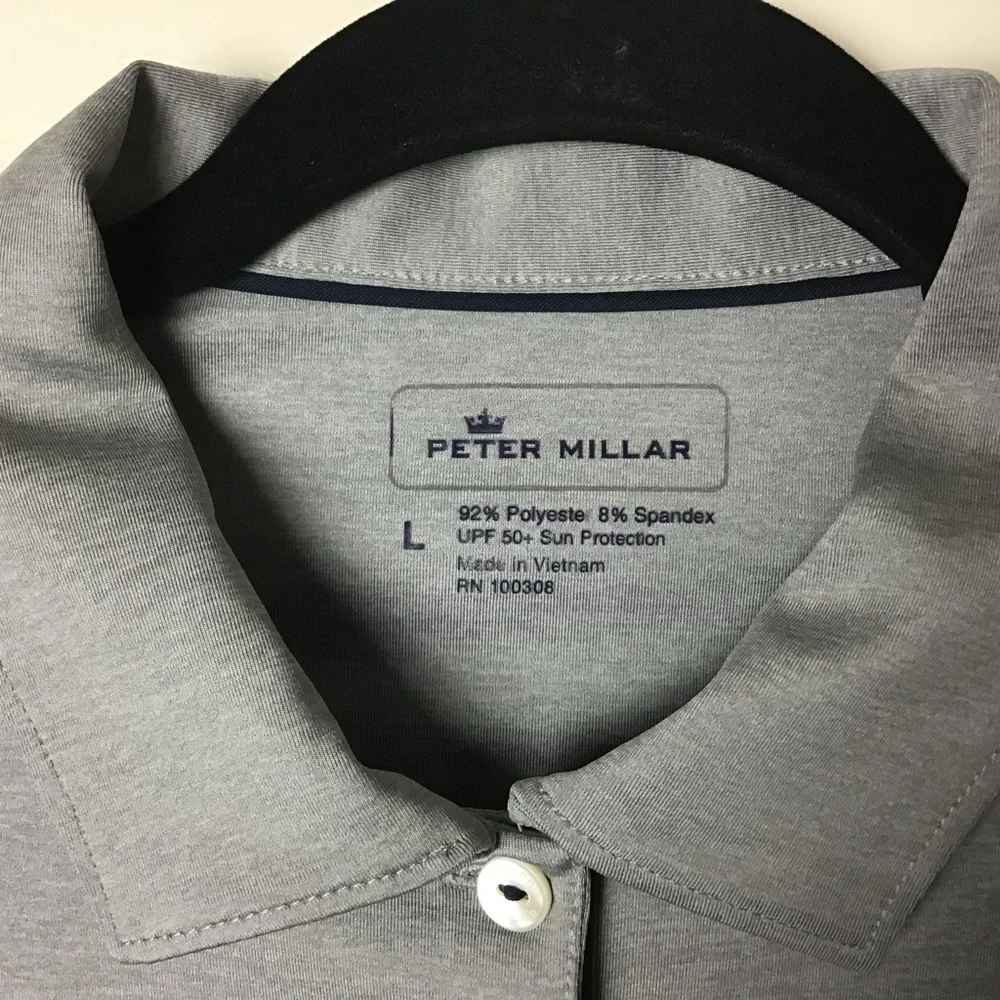 Peter Millar gray short sleeve golf polo shirt. Large - Picture 2 of 4